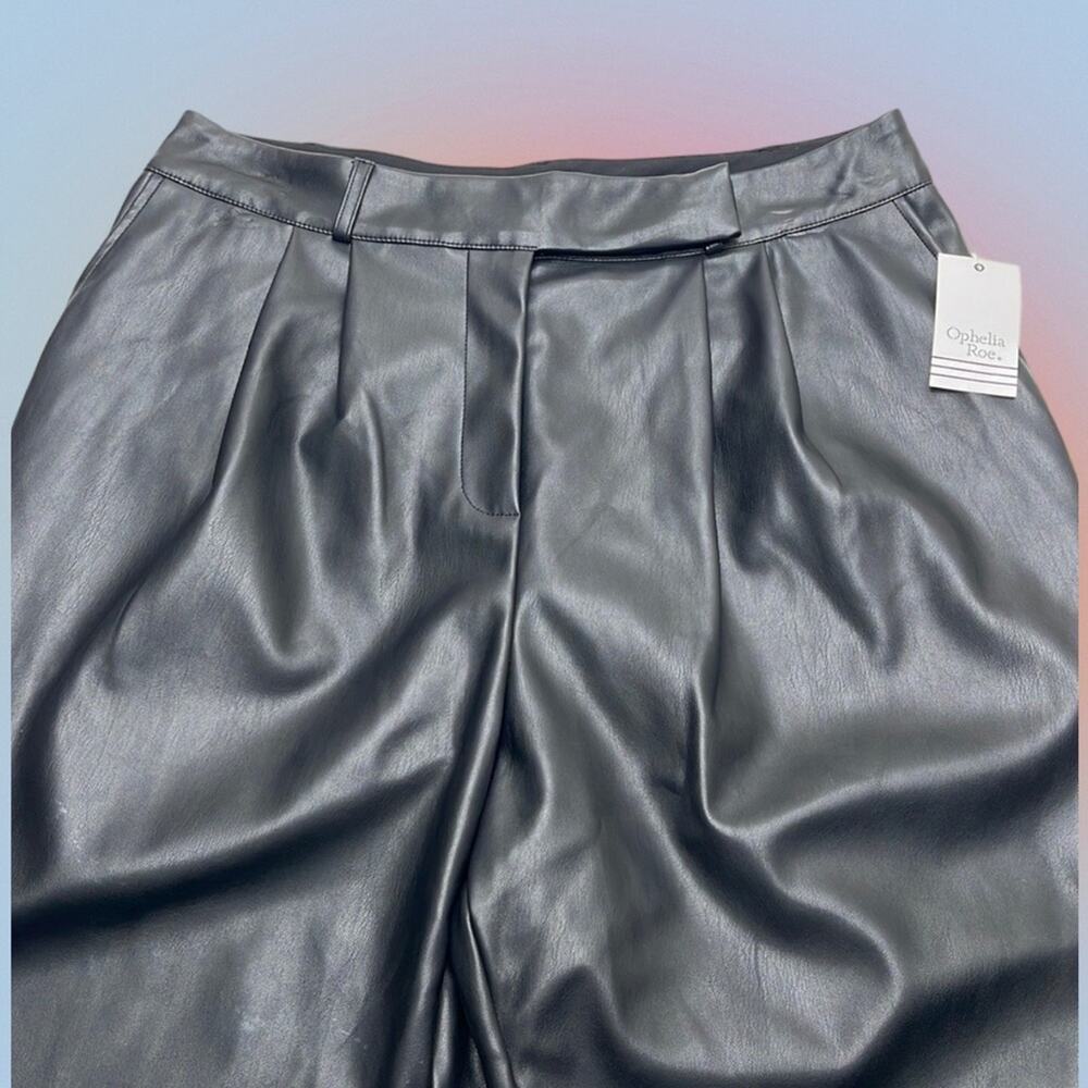 OPHELIA ROE Women’s 16 Black Faux Leather HIGH RISE Ankle Pant